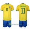 Conjunto (Camiseta+Pantalón Corto) Brasil Philippe Coutinho 11 Primera Equipación Mundial 2022 - Niño